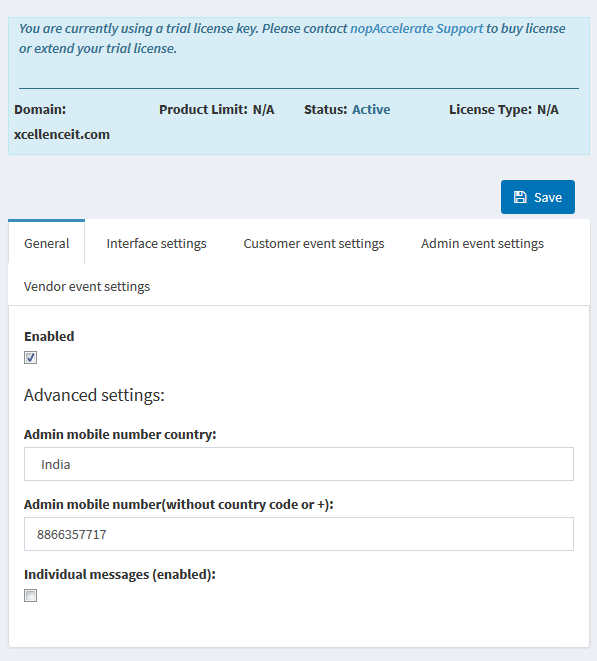 Universal SMS Plugin for nopCommerce- Xcellence-IT